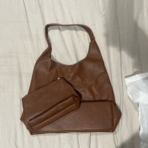 8 other reasons Brown Leather Tote Bag Set